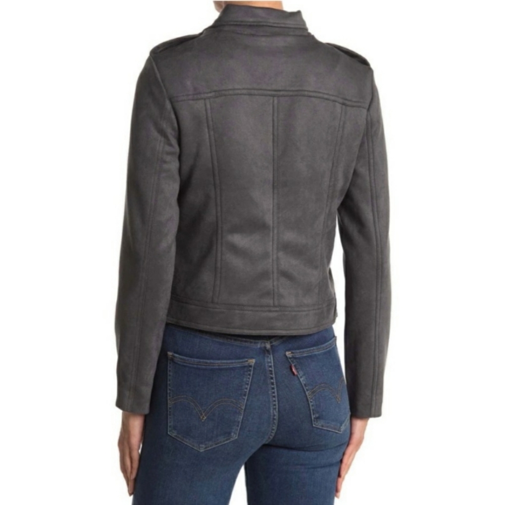NWT Philosophy Grey Faux Suede Moto Jacket - Picture 2 of 5